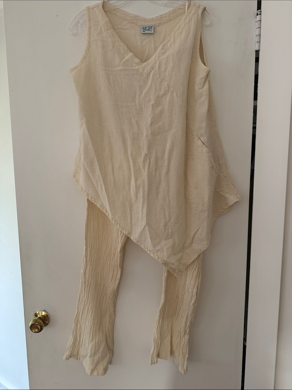 Oh My Gauze! Cream Textured Sleeveless Jumpsuit Set
